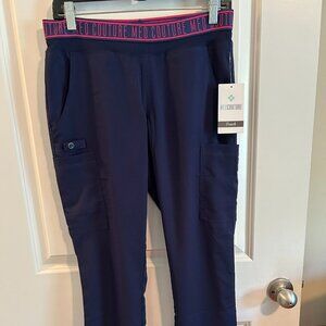 Med Couture Touch Navy Drawstring Scrub Pants Women's Small Petite - NEW